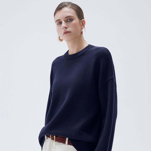 SUUKSESS Cashmere Oversized Navy Blue Crewneck Sweater – Size L – Fall/Winter - Picture 2 of 6